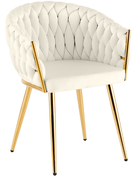 Chaise de salle à manger velours crème 58x57x80 cm Talelia  - 1
