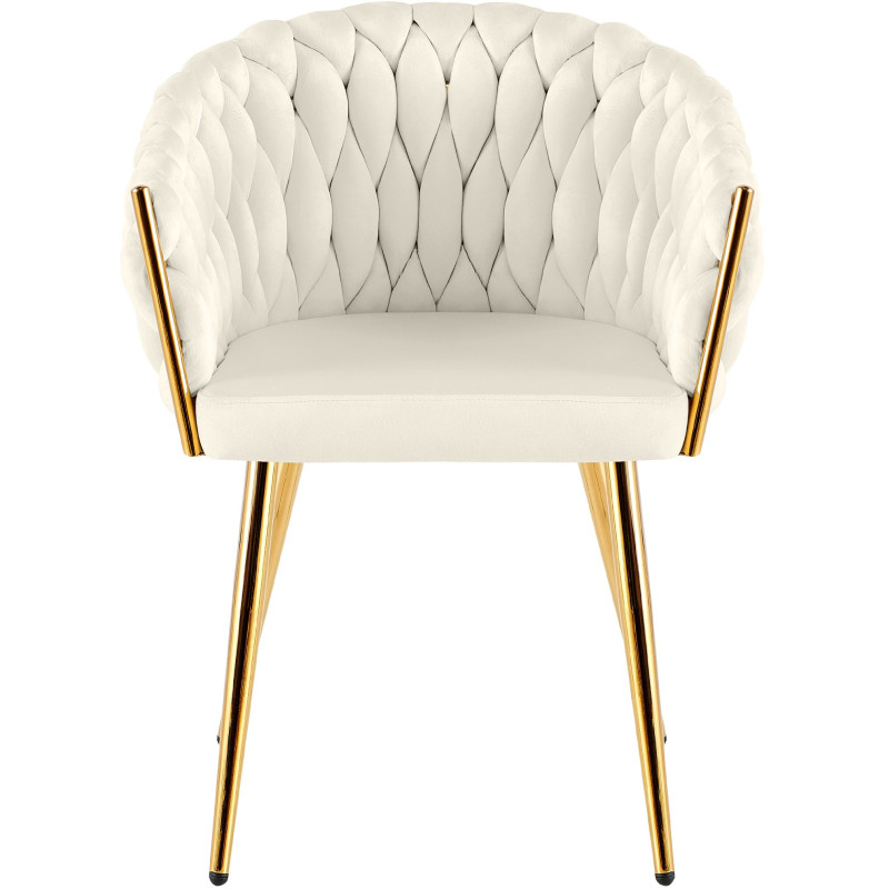 Chaise de salle à manger velours crème 58x57x80 cm Talelia  - 2