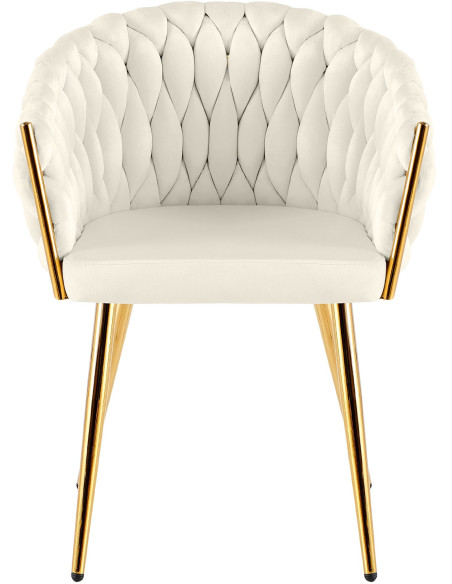 Chaise de salle à manger velours crème 58x57x80 cm Talelia  - 2