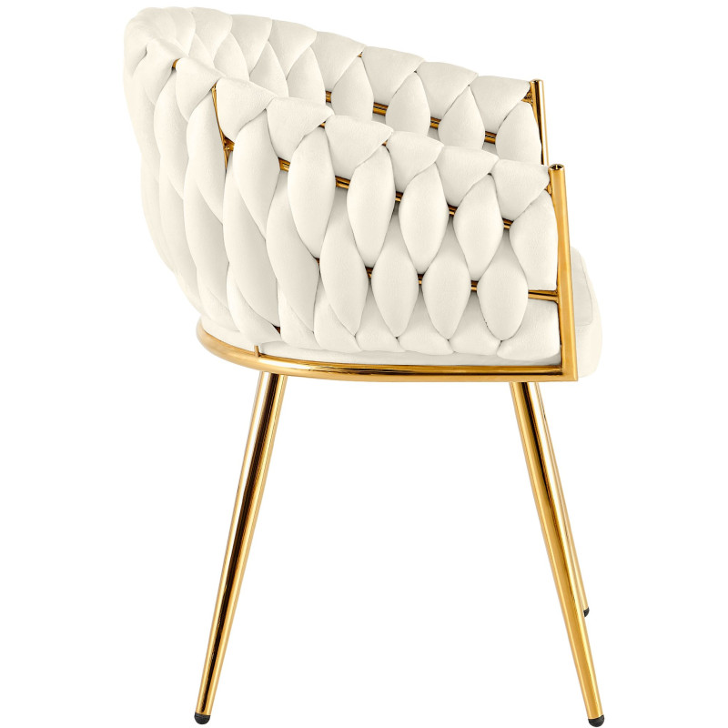 Chaise de salle à manger velours crème 58x57x80 cm Talelia  - 3