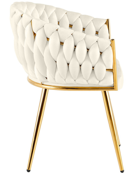 Chaise de salle à manger velours crème 58x57x80 cm Talelia  - 3