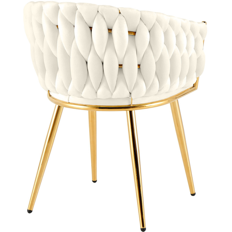 Chaise de salle à manger velours crème 58x57x80 cm Talelia  - 4