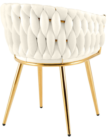 Chaise de salle à manger velours crème 58x57x80 cm Talelia  - 4