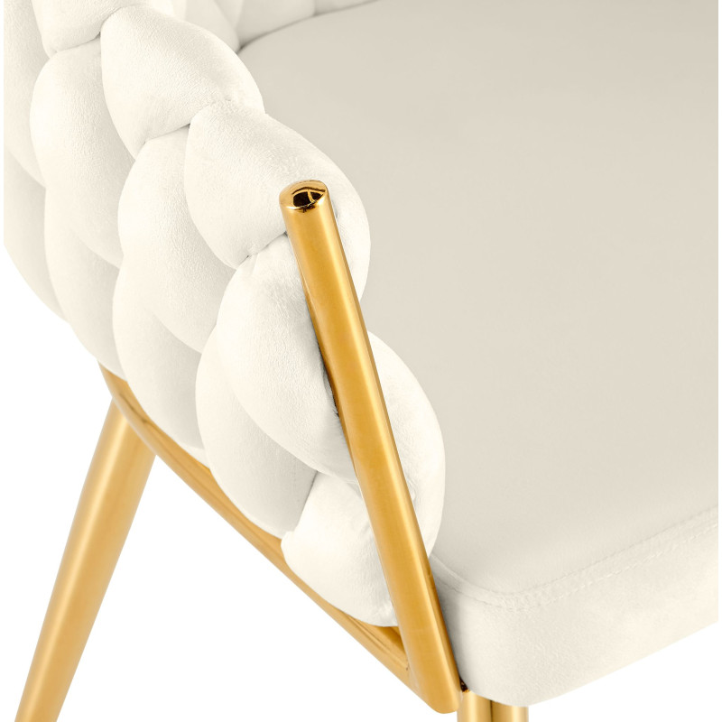 Chaise de salle à manger velours crème 58x57x80 cm Talelia  - 5