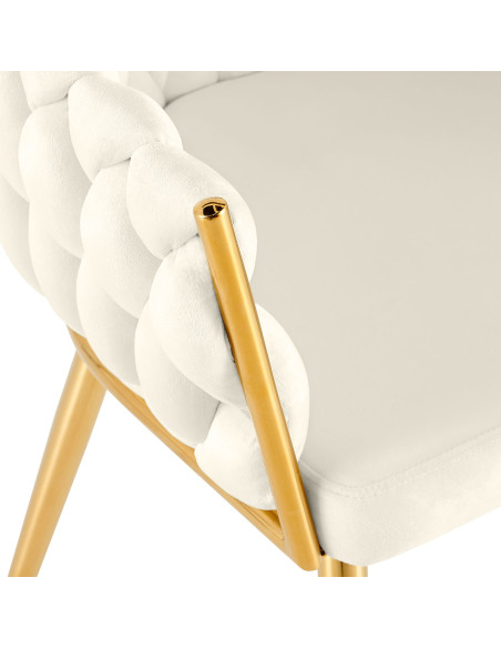 Chaise de salle à manger velours crème 58x57x80 cm Talelia  - 5