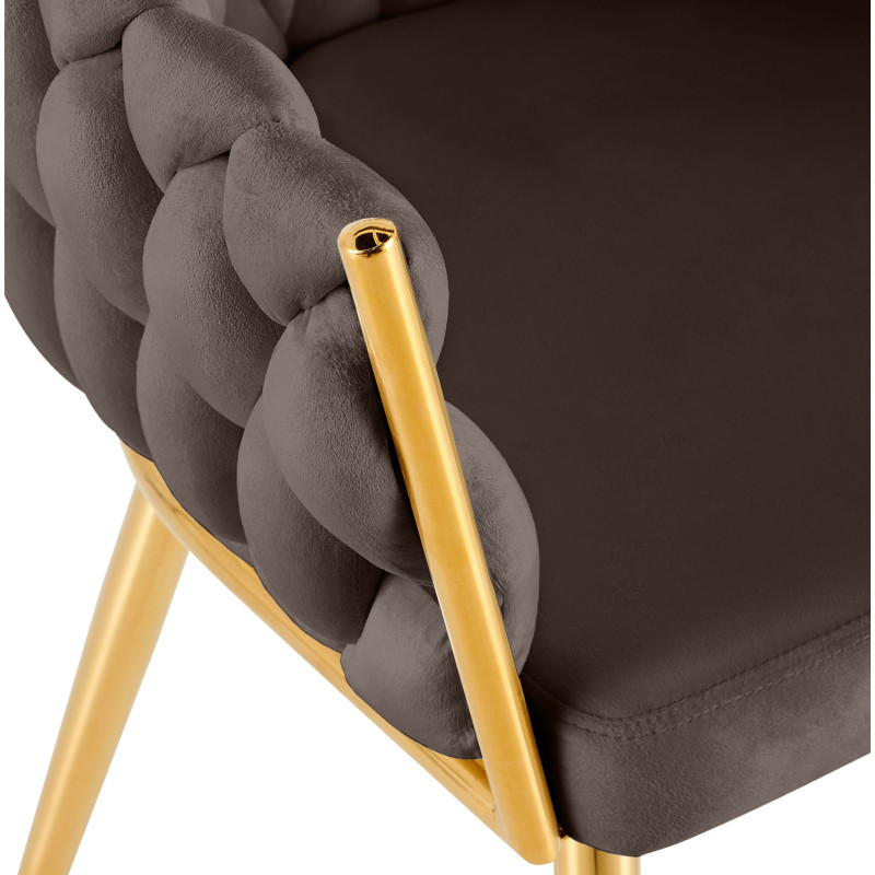Chaise salle à manger velours marron chocolat 58x57x80 cm Talelia  - 5