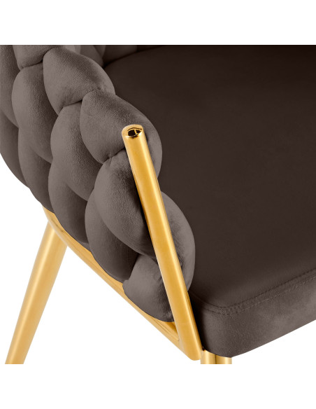 Chaise salle à manger velours marron chocolat 58x57x80 cm Talelia  - 5