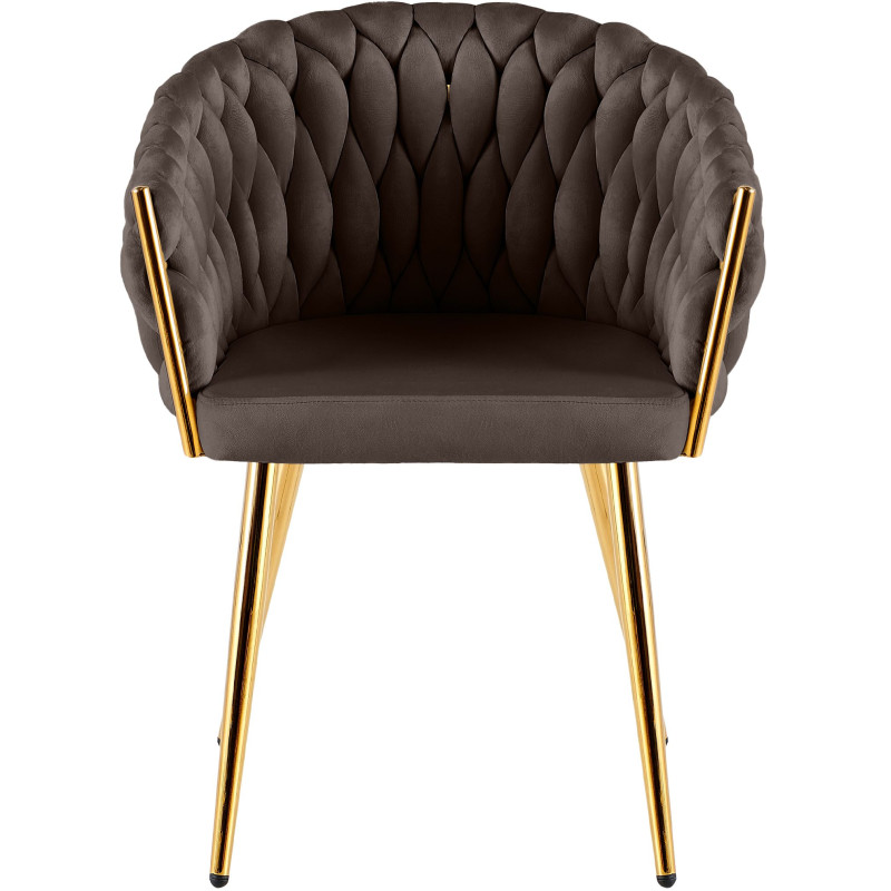 Chaise salle à manger velours marron chocolat 58x57x80 cm Talelia  - 2