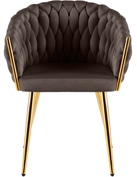 Chaise salle à manger velours marron chocolat 58x57x80 cm Talelia  - 2