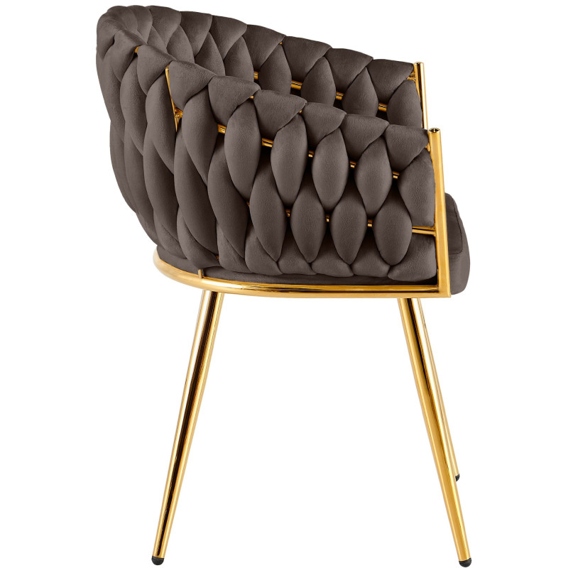 Chaise salle à manger velours marron chocolat 58x57x80 cm Talelia  - 3