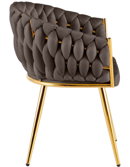 Chaise salle à manger velours marron chocolat 58x57x80 cm Talelia  - 3