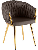 Chaise salle à manger velours marron chocolat 58x57x80 cm Talelia