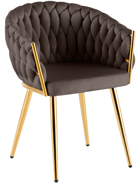 Chaise salle à manger velours marron chocolat 58x57x80 cm Talelia  - 1