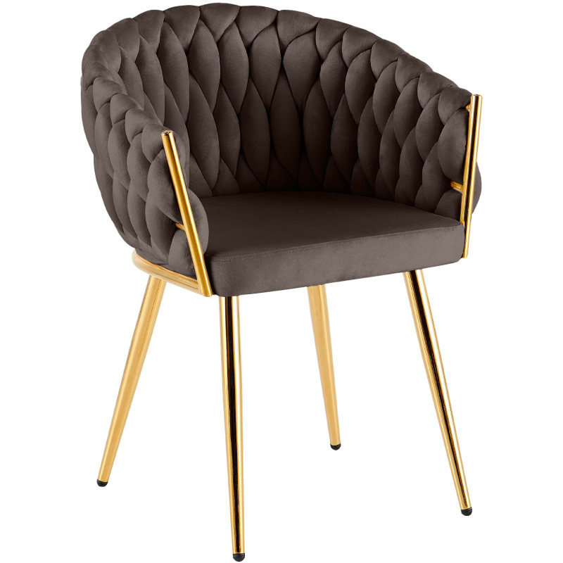 Chaise salle à manger velours marron chocolat 58x57x80 cm Talelia  - 1