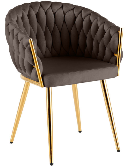 Chaise salle à manger velours marron chocolat 58x57x80 cm Talelia  - 1