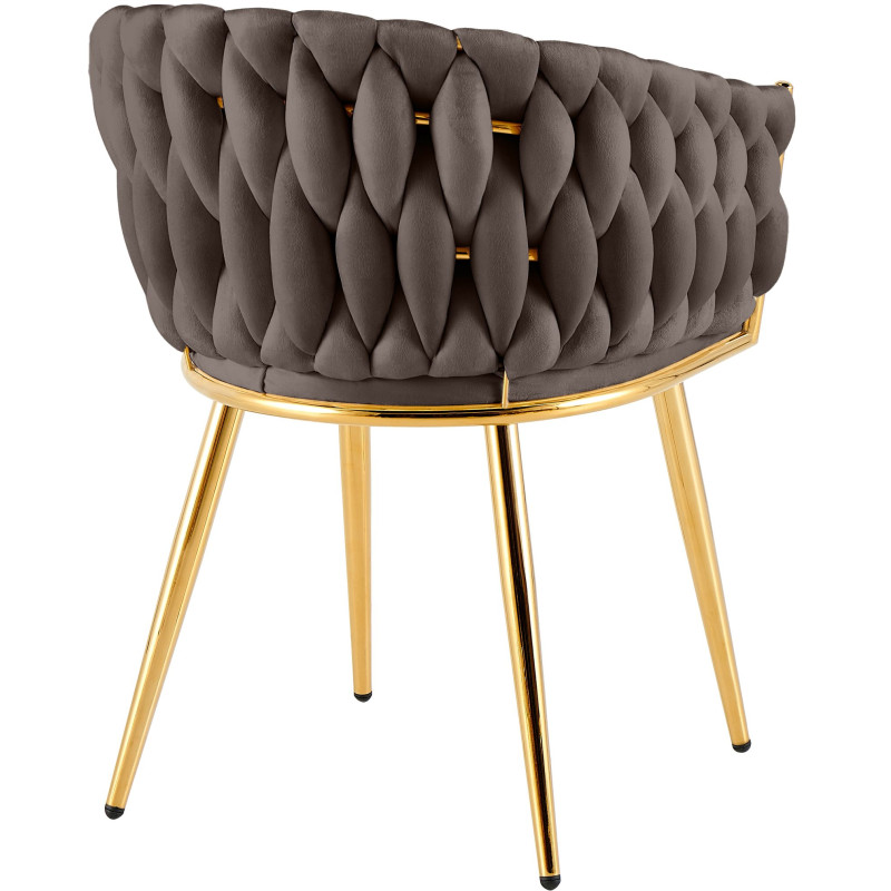 Chaise salle à manger velours marron chocolat 58x57x80 cm Talelia  - 4