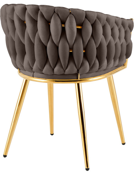 Chaise salle à manger velours marron chocolat 58x57x80 cm Talelia  - 4