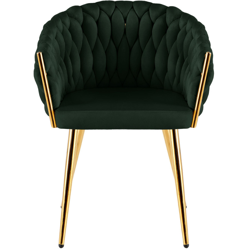 Chaise salle à manger velours vert sapin 58x57x80 cm Talelia  - 2