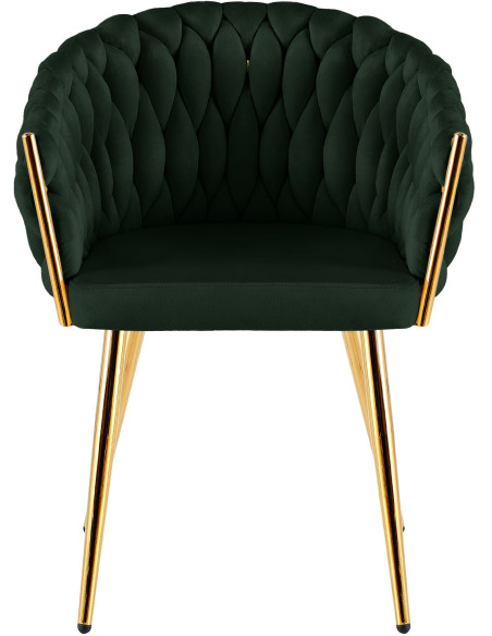 Chaise salle à manger velours vert sapin 58x57x80 cm Talelia  - 2