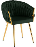 Chaise salle à manger velours vert sapin 58x57x80 cm Talelia