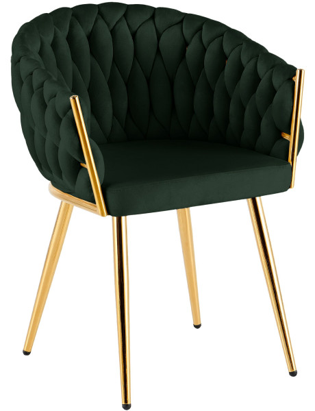 Chaise salle à manger velours vert sapin 58x57x80 cm Talelia  - 1