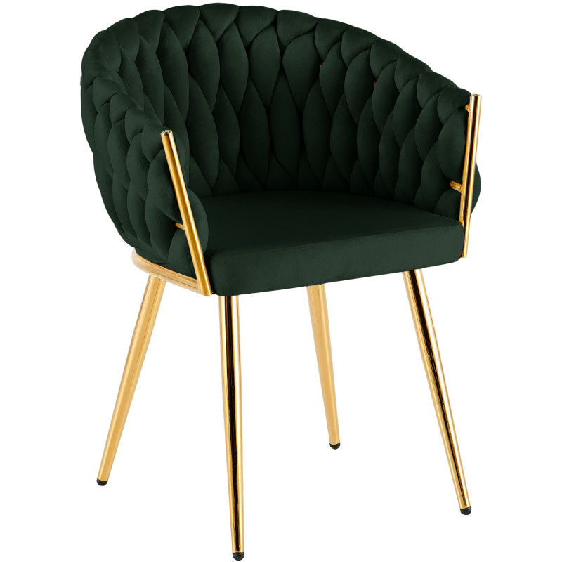 Chaise salle à manger velours vert sapin 58x57x80 cm Talelia  - 1