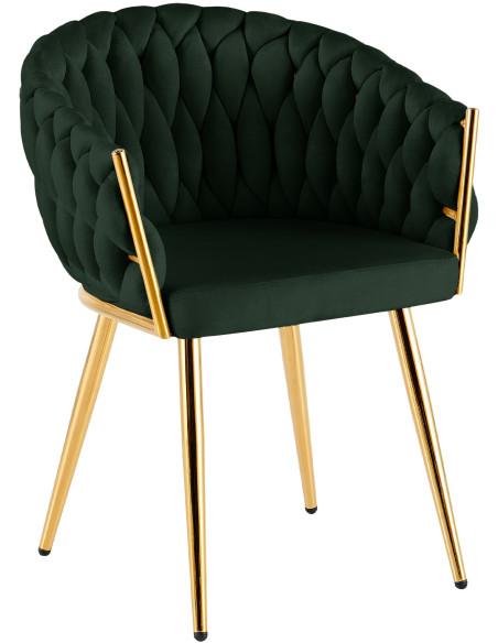 Chaise salle à manger velours vert sapin 58x57x80 cm Talelia  - 1