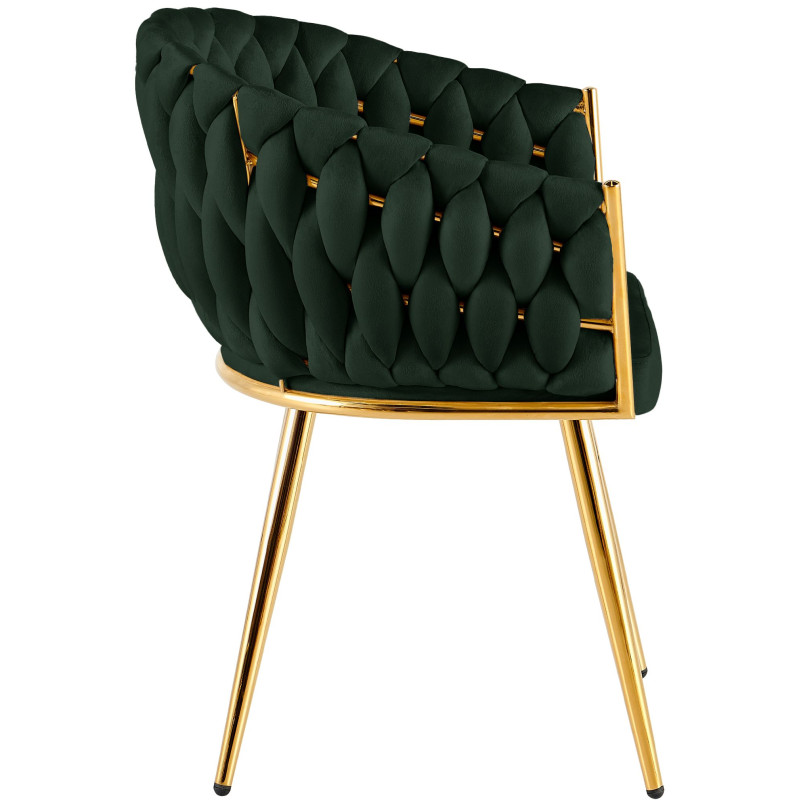 Chaise salle à manger velours vert sapin 58x57x80 cm Talelia  - 3