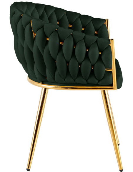 Chaise salle à manger velours vert sapin 58x57x80 cm Talelia  - 3