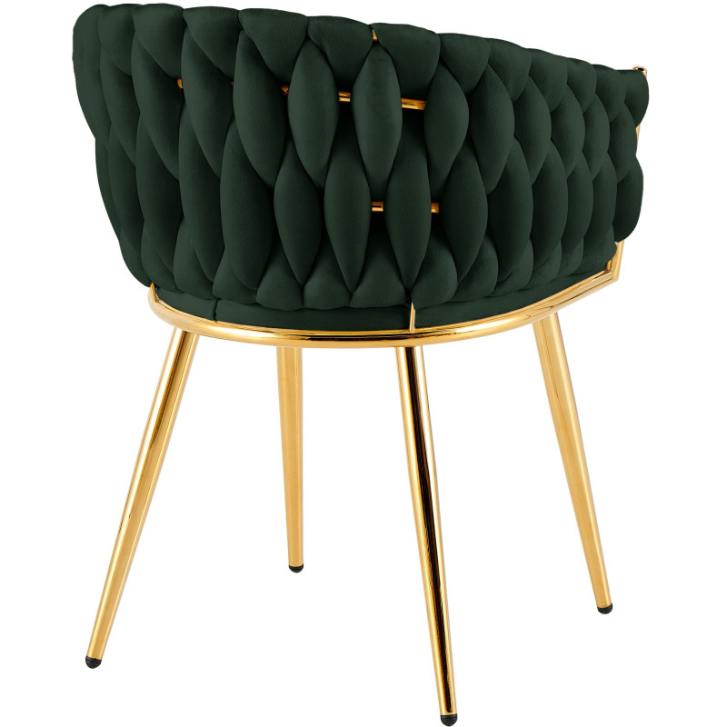 Chaise salle à manger velours vert sapin 58x57x80 cm Talelia  - 4
