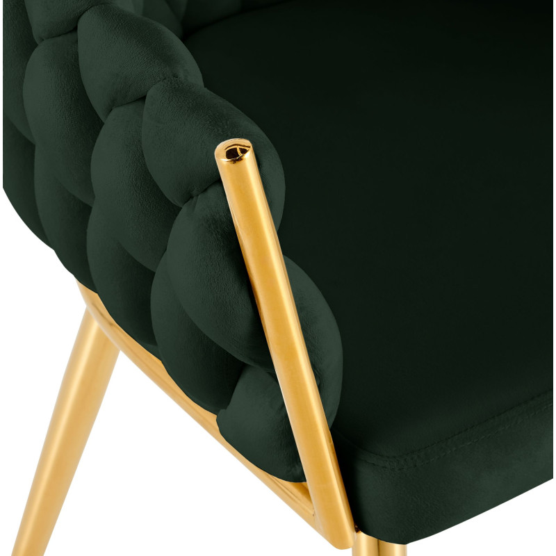 Chaise salle à manger velours vert sapin 58x57x80 cm Talelia  - 5