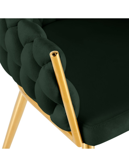 Chaise salle à manger velours vert sapin 58x57x80 cm Talelia  - 5
