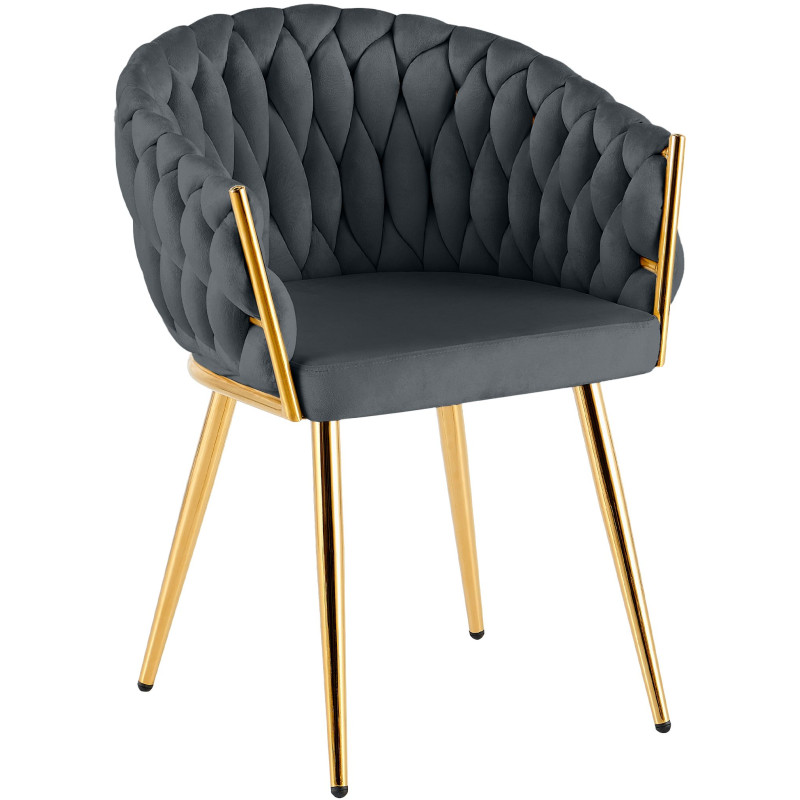 Chaise salle à manger velours gris anthracite 58x57x80 cm Talelia  - 1