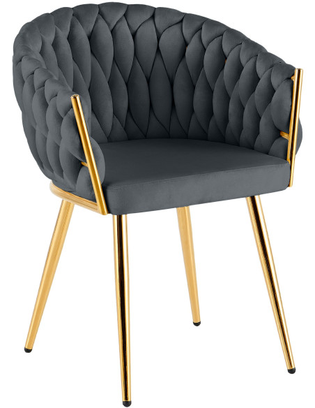 Chaise salle à manger velours gris anthracite 58x57x80 cm Talelia  - 1