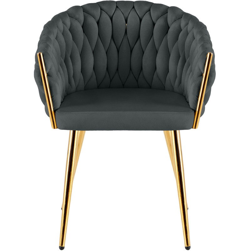 Chaise salle à manger velours gris anthracite 58x57x80 cm Talelia  - 2