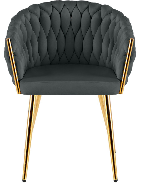 Chaise salle à manger velours gris anthracite 58x57x80 cm Talelia  - 2