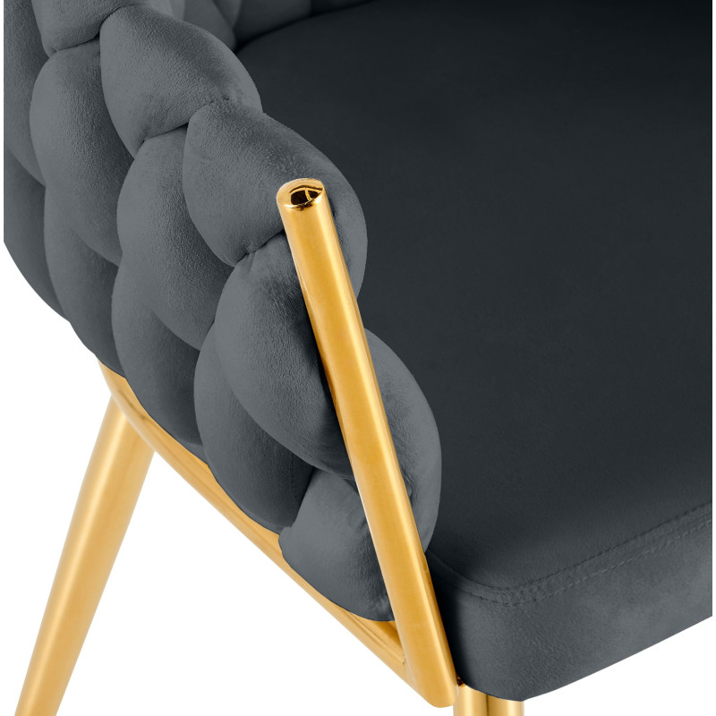 Chaise salle à manger velours gris anthracite 58x57x80 cm Talelia  - 5