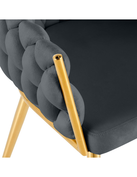Chaise salle à manger velours gris anthracite 58x57x80 cm Talelia  - 5
