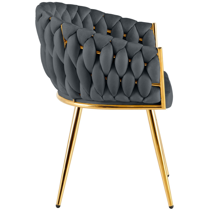 Chaise salle à manger velours gris anthracite 58x57x80 cm Talelia  - 3
