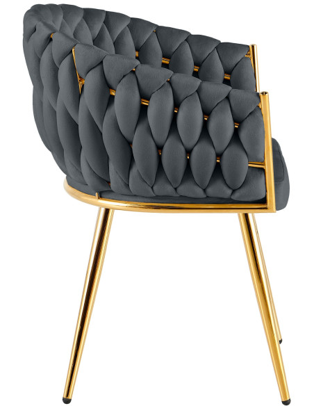 Chaise salle à manger velours gris anthracite 58x57x80 cm Talelia  - 3