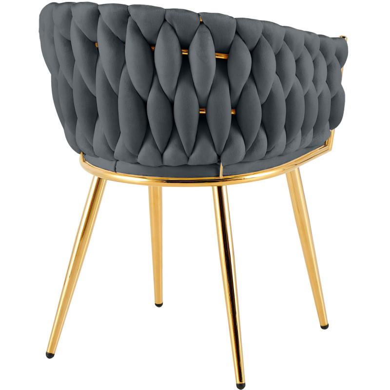 Chaise salle à manger velours gris anthracite 58x57x80 cm Talelia  - 4