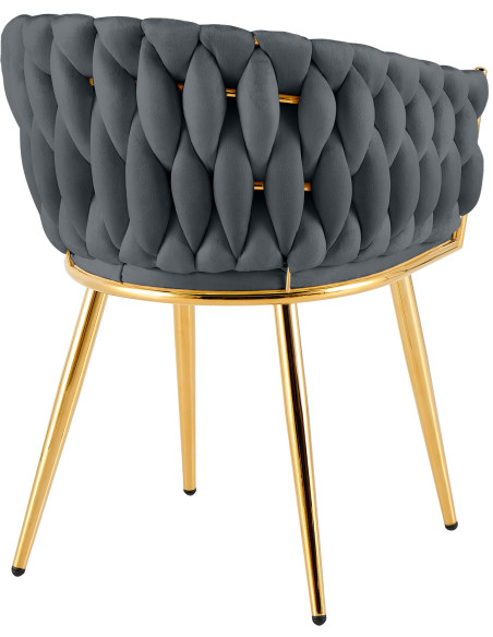 Chaise salle à manger velours gris anthracite 58x57x80 cm Talelia  - 4