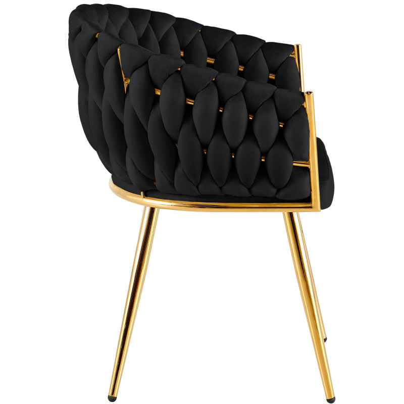 Chaise salle à manger velours noir 58x57x80 cm Talelia  - 3