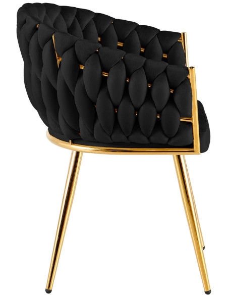 Chaise salle à manger velours noir 58x57x80 cm Talelia  - 3