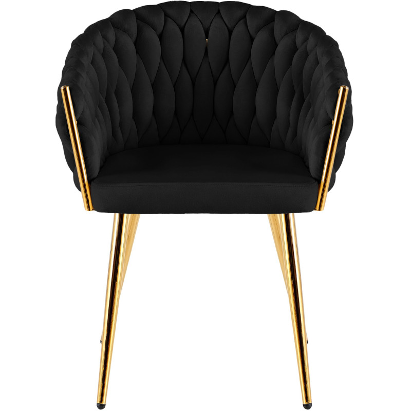 Chaise salle à manger velours noir 58x57x80 cm Talelia  - 2