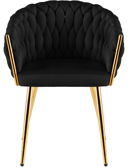 Chaise salle à manger velours noir 58x57x80 cm Talelia  - 2