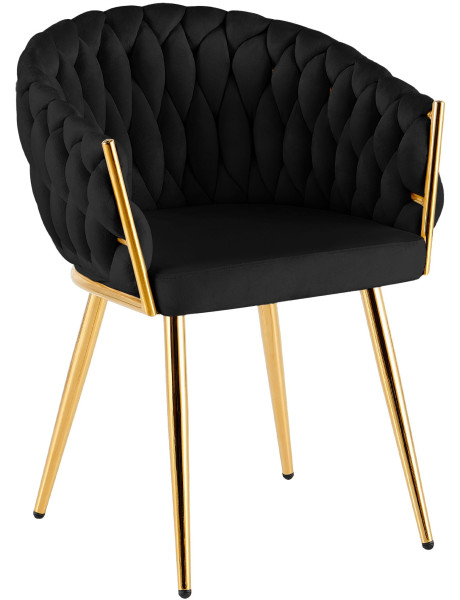 Chaise salle à manger velours noir 58x57x80 cm Talelia  - 1