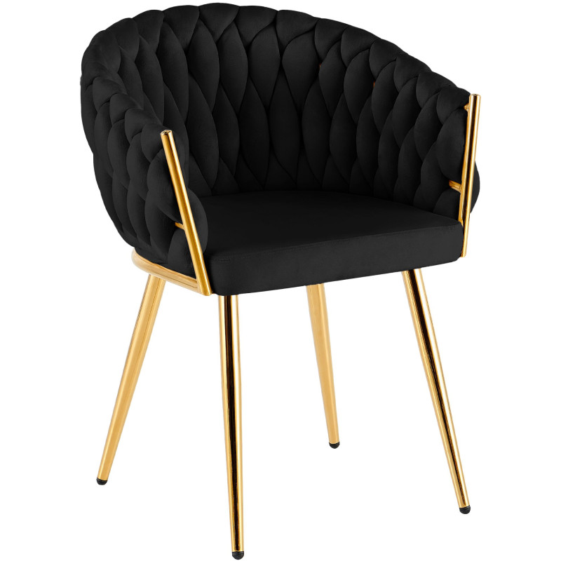 Chaise salle à manger velours noir 58x57x80 cm Talelia  - 1