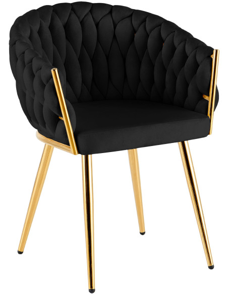 Chaise salle à manger velours noir 58x57x80 cm Talelia  - 1