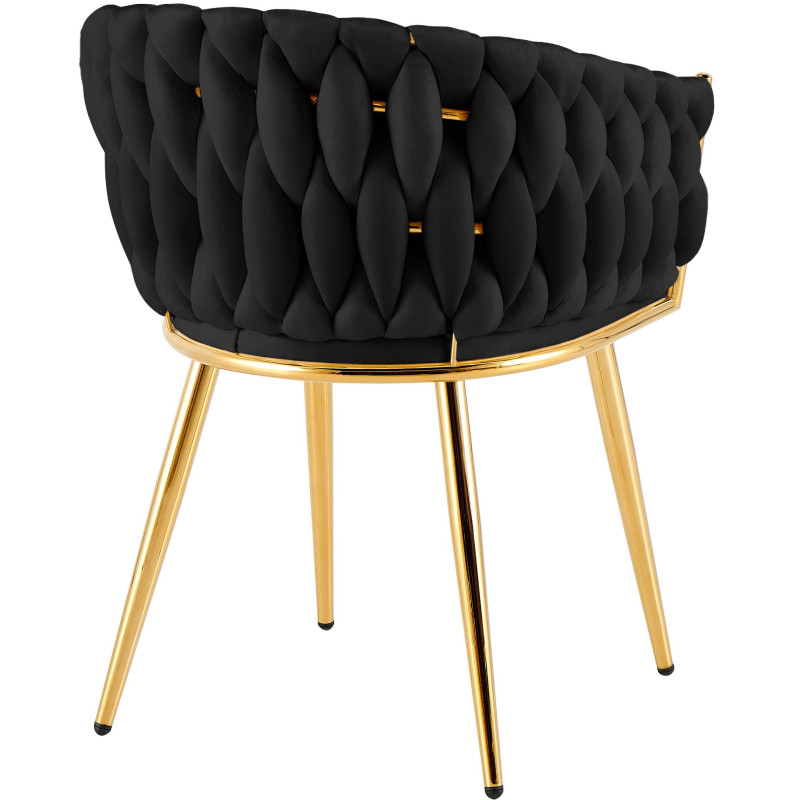 Chaise salle à manger velours noir 58x57x80 cm Talelia  - 4